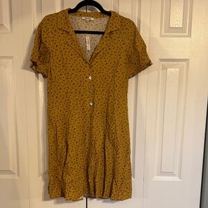 Madewell Mustard Floral Mini Dress w/ Pockets NWT